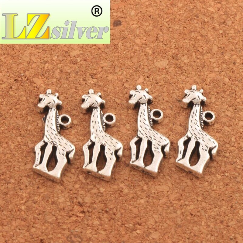 Cuentas de 15x21,5mm con forma de jirafa, colgantes de aleación de Zinc de 20 piezas, joyería hecha a mano, DIY, L038