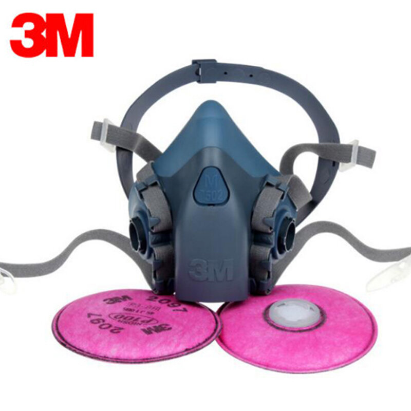 7in1 3 M 7502 gasmasker Chemische Respirator Beschermende Masker Industriële Verf Spray Anti Organische Damp Dust Poeder Masker 6001