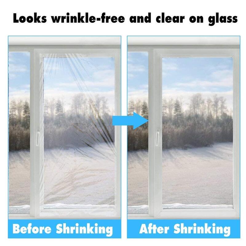 Ventana de invierno psiquiatra aislamiento Kit 158X535-Interior ventana película Kit aislante para el ahorro de energía de cristal película transparente