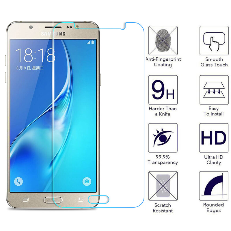 ป้องกันแก้วสำหรับ Samsung Galaxy J3 J5 J7 A3 A5 A7 2015 2016 2017 A6 A8 Plus 2018 กระจกนิรภัยหน้าจอป้องกันฟิล์มแก้ว