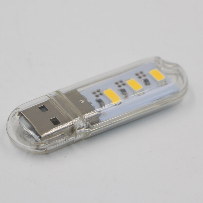 Mini llavero USB portátil, luz nocturna de 3 Led, lectura 5730 SMD, bombilla Led para libro, Banco de energía, ordenador y portátil