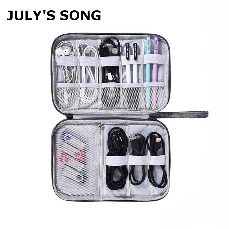JULY'S SONG Portable Digital Travel Bag Cation Phone Data Cable Charger Electronic Organizer Large Capacity Digital Device Bag
