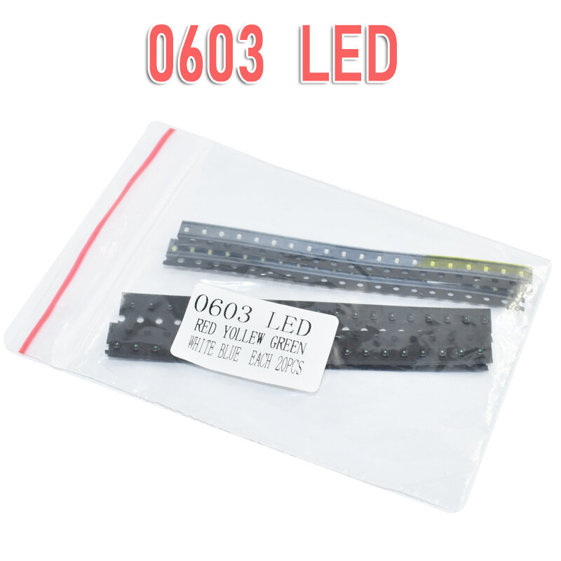 Kit de diodo de led smd, 100 peças = 5 cores x 20 peças, 5050 5730 1210 1206 0805, conjunto de diodo de led verde/vermelho/branco/azul/amarelo