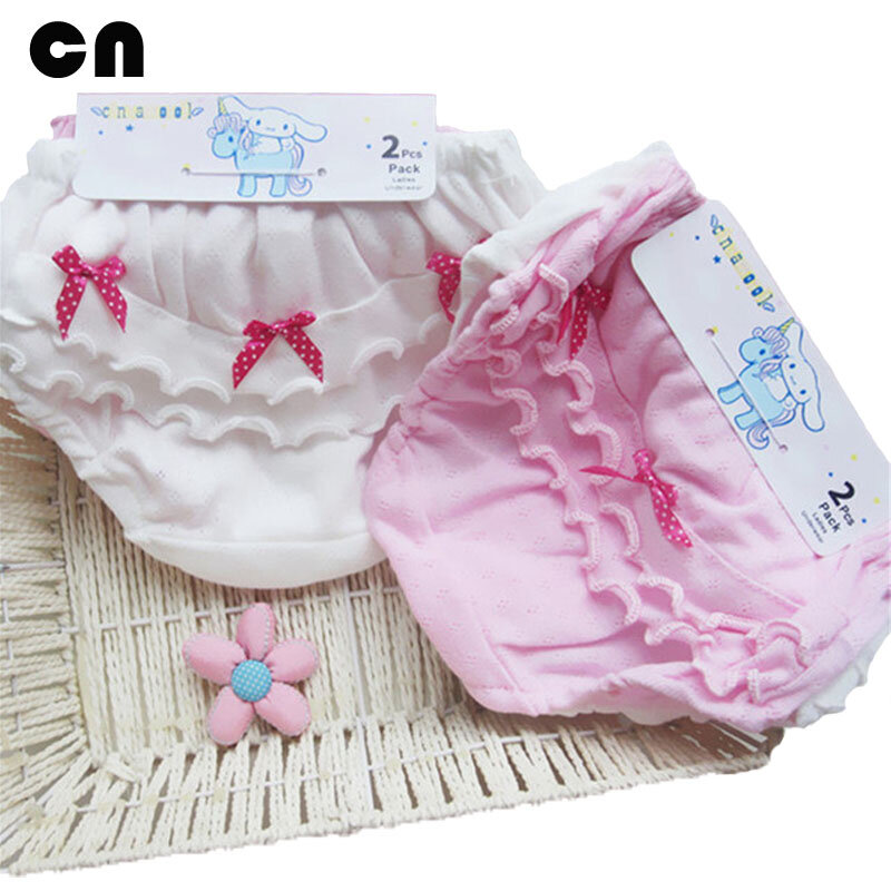 Roupas de bebê de algodão com laço de orelha em madeira, roupa íntima feminina rosa e branca para recém-nascidos de 0-2 anos, calcinha e shorts para meninas