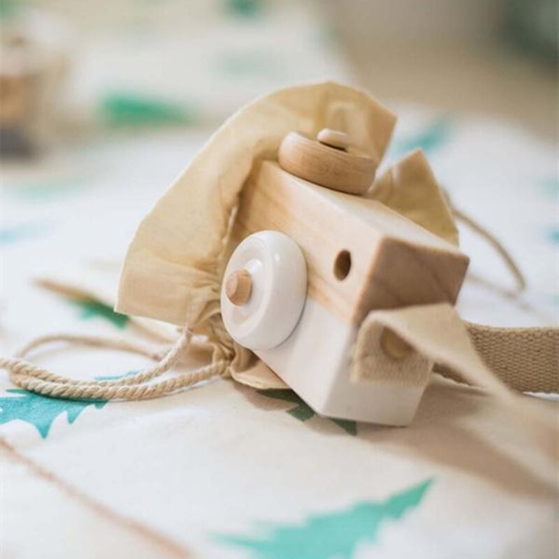 かわいい木製カメラおもちゃ vitoki 飾り子供のための服アクセサリーブルーピンクホワイトミントグリーン紫色のクリスマスギフト