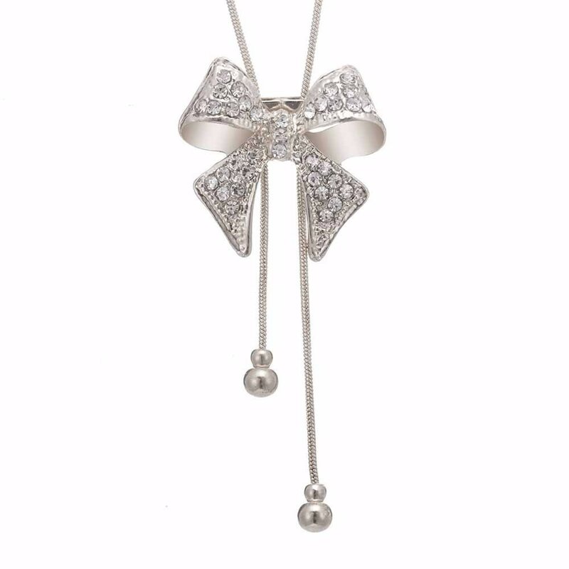 Colar de joias da moda da kisswife, colar longo com arco, estilo de decoração para mulheres, 2018