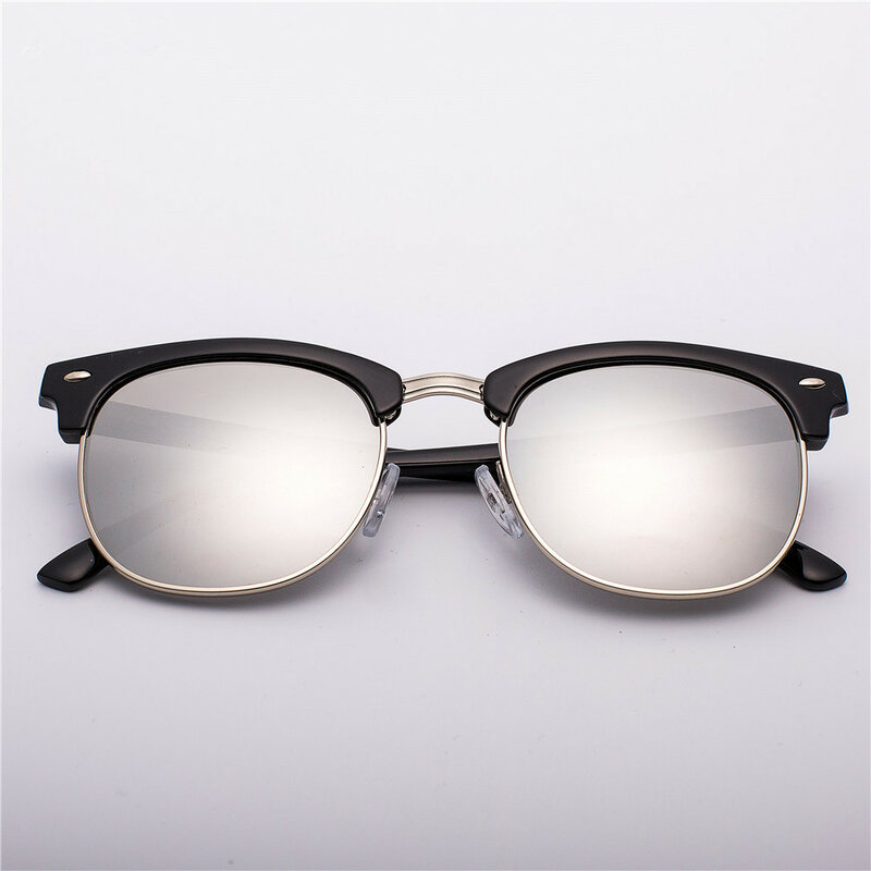 Gafas de sol con remaches Retro para hombre y mujer, anteojos de sol femeninos de media moda, de diseño de marca, lentes de alta calidad, clásicas, con UV400