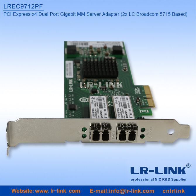 LR-LINK 9712pf gigabit ethernet placa de rede dupla porta 1000mbase-sx pci-express adaptador de servidor de fibra óptica broadcom bcm5715
