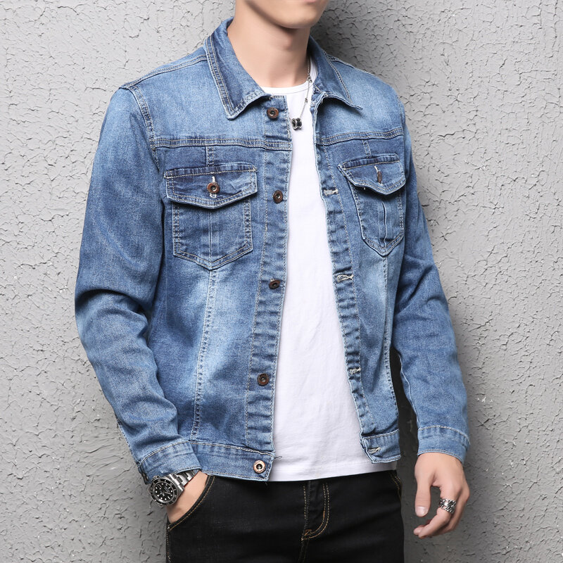 Nova marca 100 algodão lapela denim jaqueta masculina moda magro casual azul denim jaqueta tamanho grande 5xl masculino retro denim jaqueta