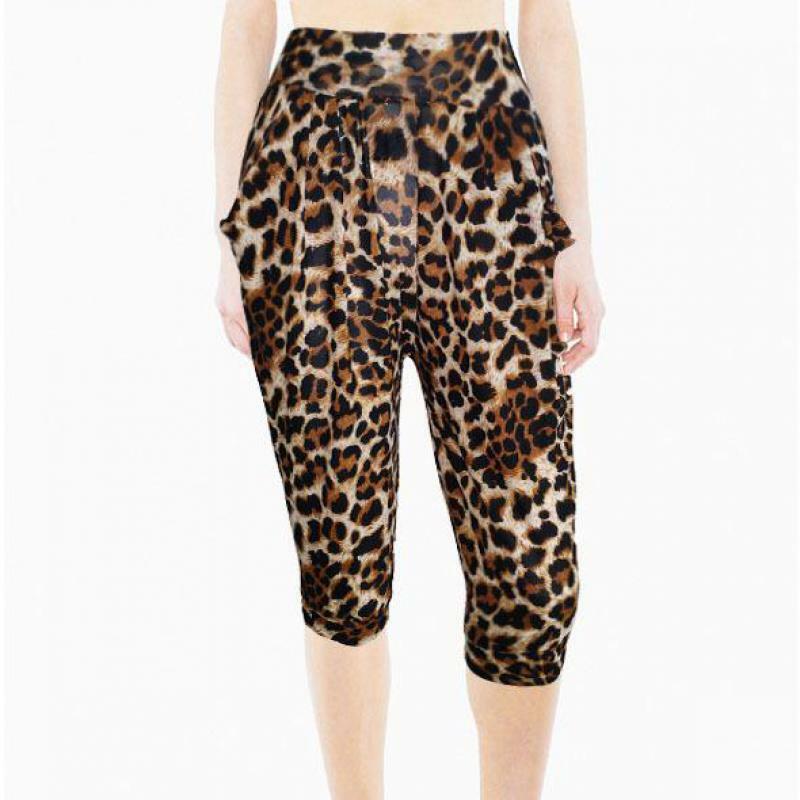 Calças femininas casuais, calças esportivas para mulheres, com estampa de leopardo, cintura alta, calças legging moderna