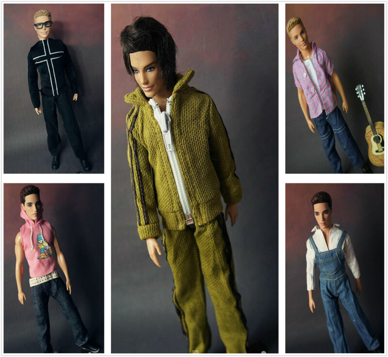 1Set Pakaian Mantel Kain Katun Pria Pakaian Kasual Pakaian Setelan Olahraga untuk Barbie Pacar Ken Pangeran Ken Boneka Pakaian Hadiah Anak Laki-laki