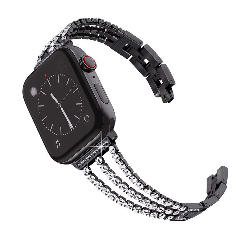 Bracelet à maillons pour Apple Watch, en métal diamant, 45mm 41mm 40mm 38mm 42mm 44mm, iWatch SE/7/6/5/4/3/2