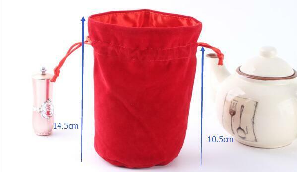 10 unids/lote 9x14,5 cm bolsas de terciopelo de fondo redondo para joyería bolsas de embalaje cosmético bolsas de regalo de boda de Navidad