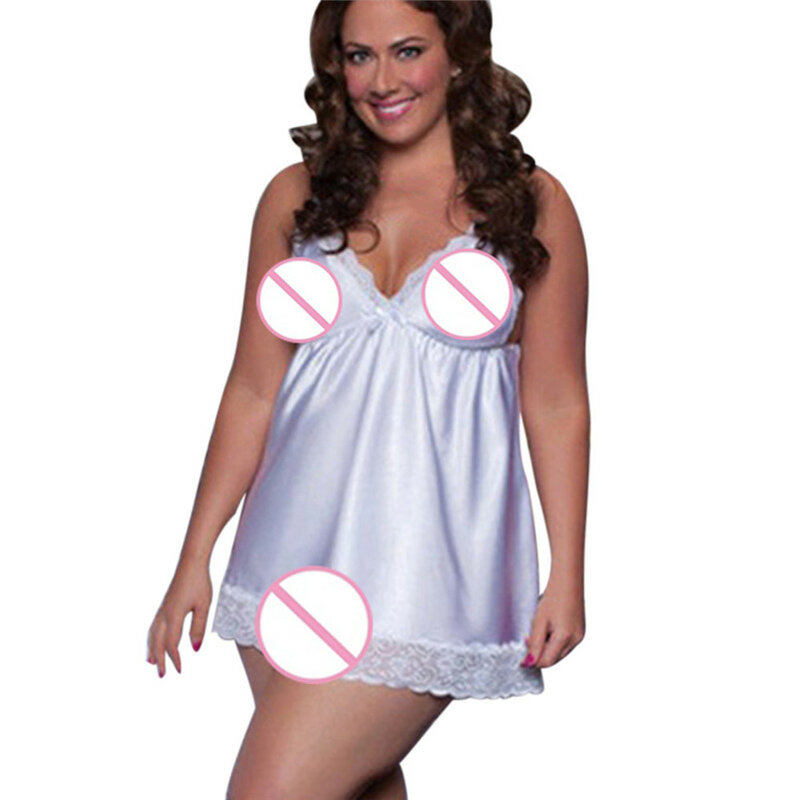 Plus Size Sexy Lace Sleepwear Lingerie Temptation Babydoll Underwear Nightdress Mulher De Pijama Pijama Mujer Nocturn AA
