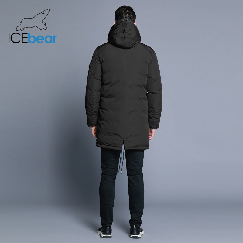 ICEbear คุณภาพสูง2021ฤดูหนาวแฟชั่นขนาดใหญ่ออกแบบกระเป๋าผู้ชาย Hooded ยี่ห้อแฟชั่น Parkas MWD18718D