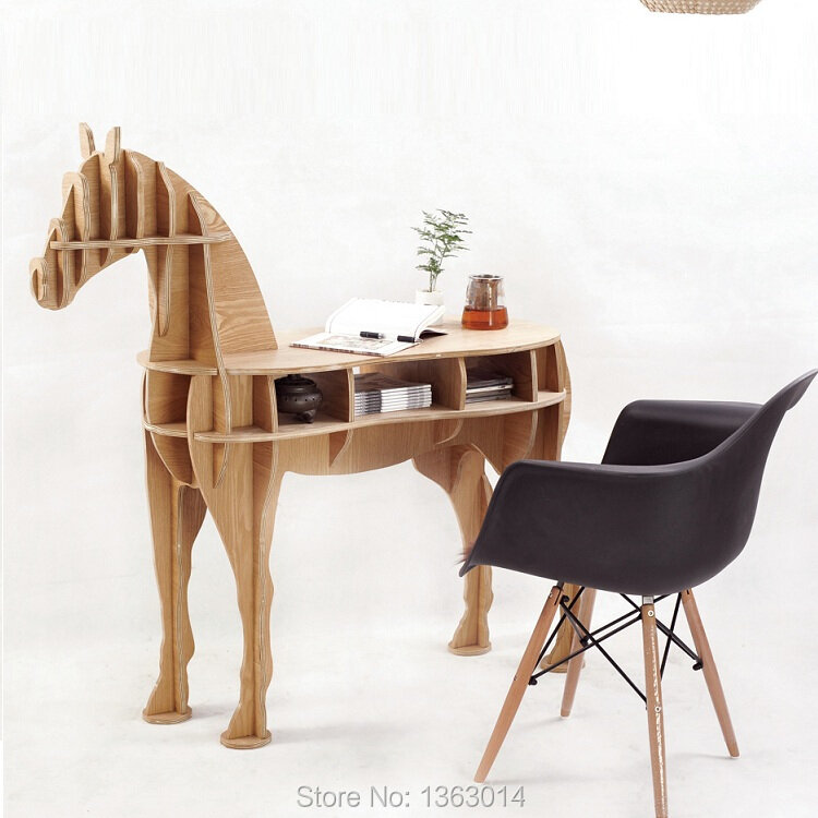 Escritorio de caballo de 48,8 pulgadas, mesa de centro de madera, muebles para el hogar con certificado FSC