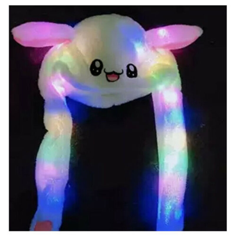 Moda kapelusz królik ucho ruchome skoki kapelusz z lampą światła Shinning śmieszne zabawki Cap dobry prezent dla kobiet dziewczyn