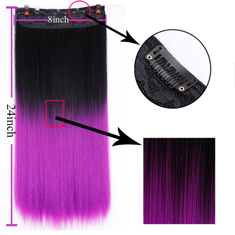 24 дюйма длинные вьющиеся черно-серые женские волосы высокотемпературные синтетические волосы Омбре наращивание волос на клипсе DIFEI
