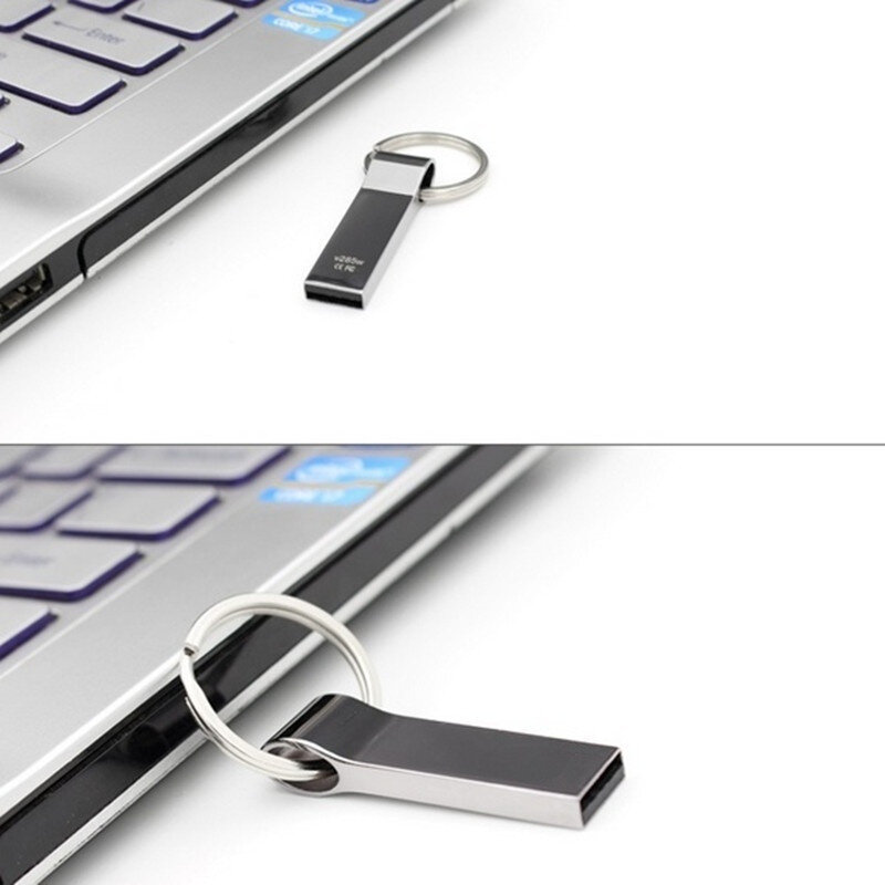 VicSoul USB Flash Drive Metal Keyring Shaped USB Stick Memory Stick Thumb Drive 16G 32G 64G 128G Pen Drive USB 2.0 Sliver