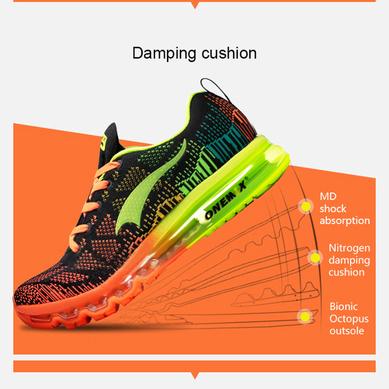 Onemix uomo sport scarpe da corsa scarpe da tennis degli uomini ritmo di musica in mesh traspirante all'aperto atletica scarpa numero di scarpe maschili luce EU 39-47