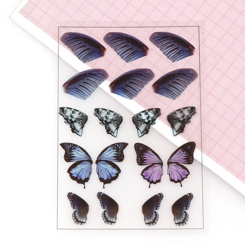 Rellenos de resina UV de mariposa, adhesivo para diario, Material decorativo DIY, planificador de relleno, diario, álbum de recortes, pegatinas, 1 ud.