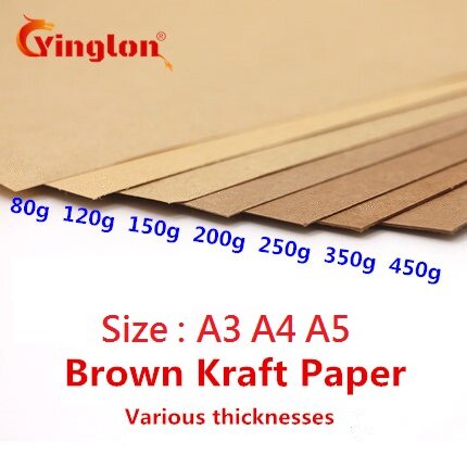 50 unids/lote de papel kraft A5 A4, papel marrón para manualidades, cartón grueso, papel para tarjetas DIY, 80g, 120g, 150g, 200g, 250g