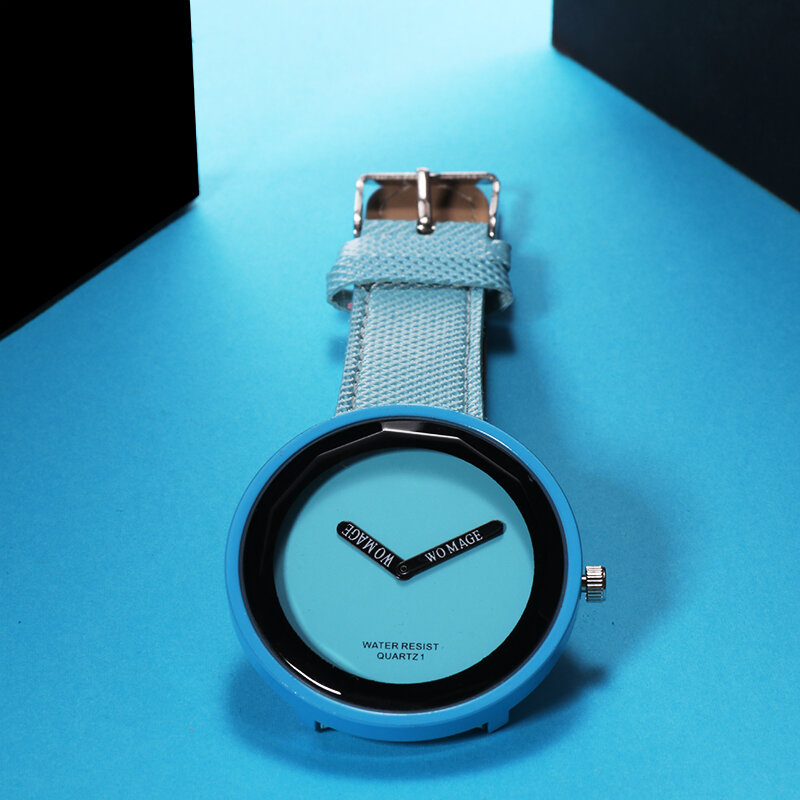 WoMaGe-reloj colorido de moda para mujer, 10 colores, correa de cuero, de pulsera, femenino