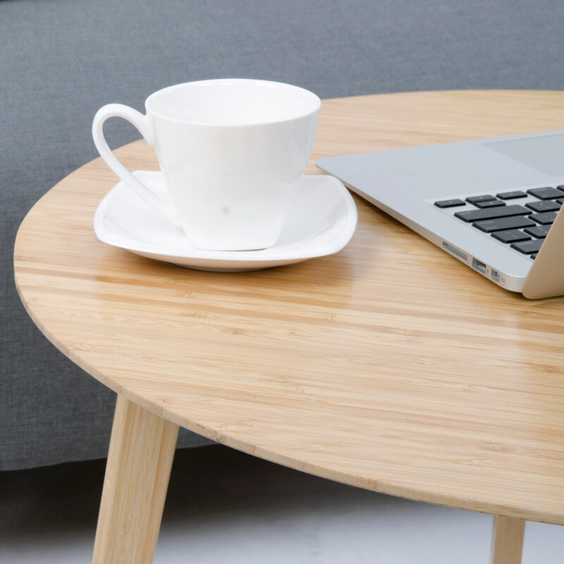 Eenvoudige ronde salontafel Scandinavische stijl creatieve bamboe kleine mode einde bijzettafel kleine laptop tafel 40*40*42 cm
