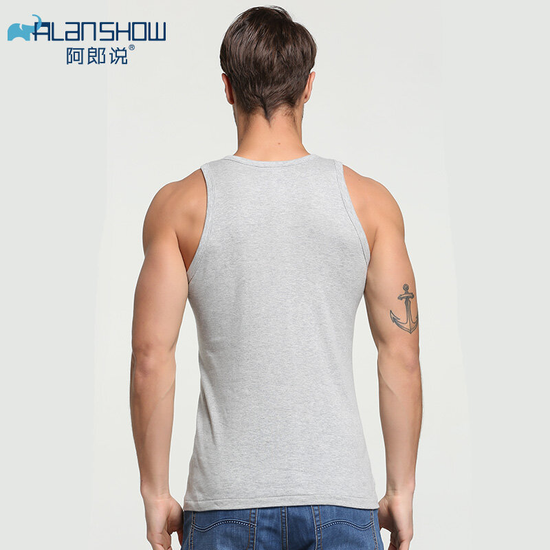 Camiseta masculina de algodão 3 visual, roupa interior masculina de algodão, camisas transparentes, modelador fitness para boxe