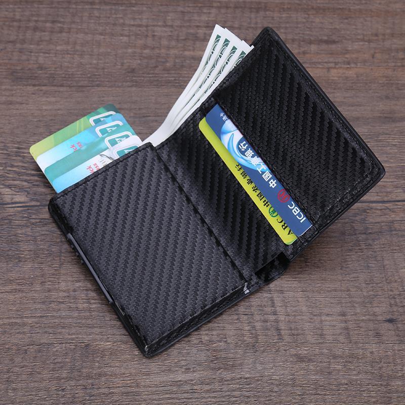 Cartera de aleación de aluminio PU cuero ID tarjeta de crédito titular RFID protección Mini billetera delgada cocodrilo serpentina tarjeta de crédito