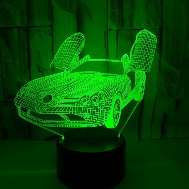 슈퍼 자동차 3D LED 야간 조명 LED USB 책상 테이블 램프 7 색 변경 터치 원격 제어 홈 장식 소년 선물