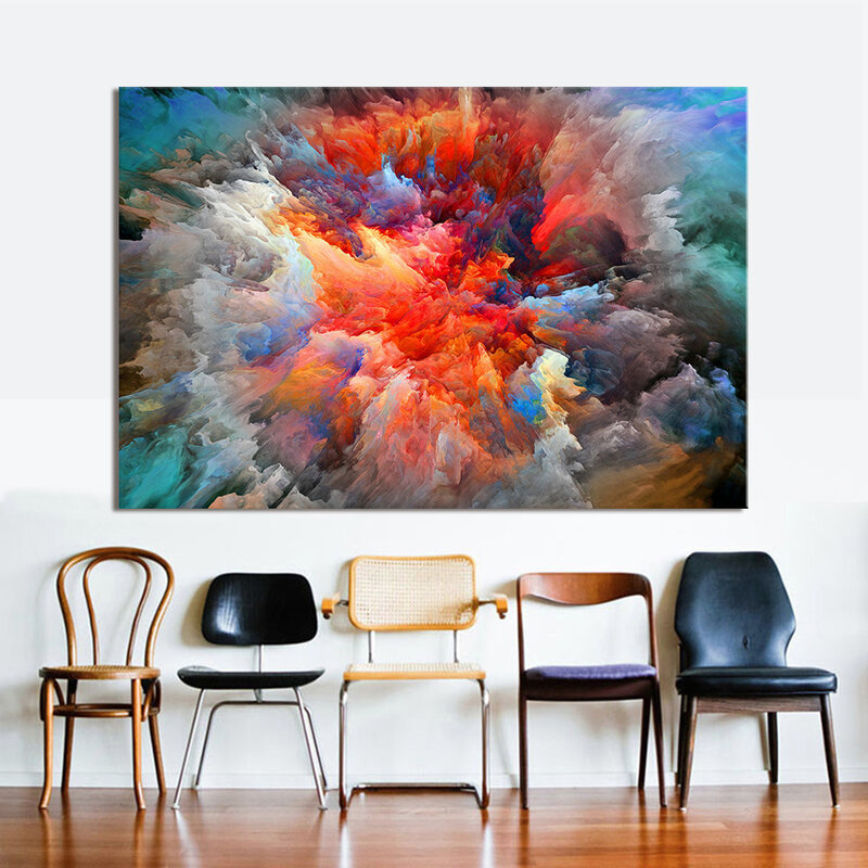 Aahh 현대 추상 캔버스 아트 페인팅 다채로운 구름 벽 그림 거실 벽 예술 그림 홈 장식 frameless