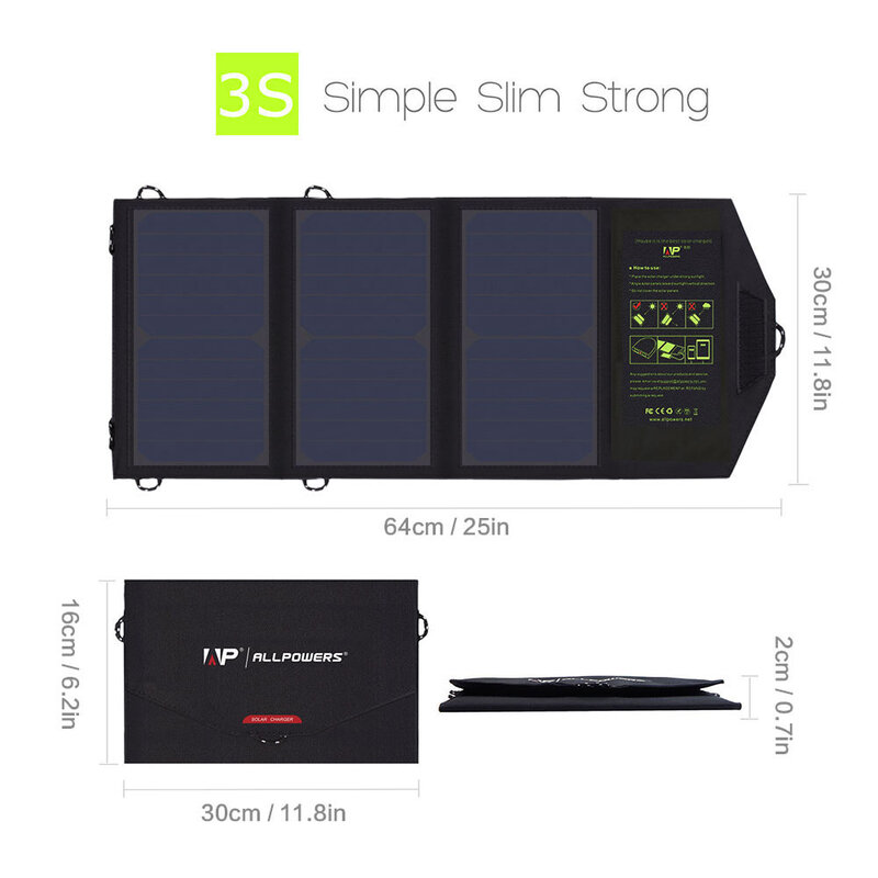ALLPOWERS Solar panel 5V21W Tragbare Telefon Ladegerät Solar Ladegerät Dual USB Ausgang Bewegliche Solar Ladegerät für iPhone Samsung