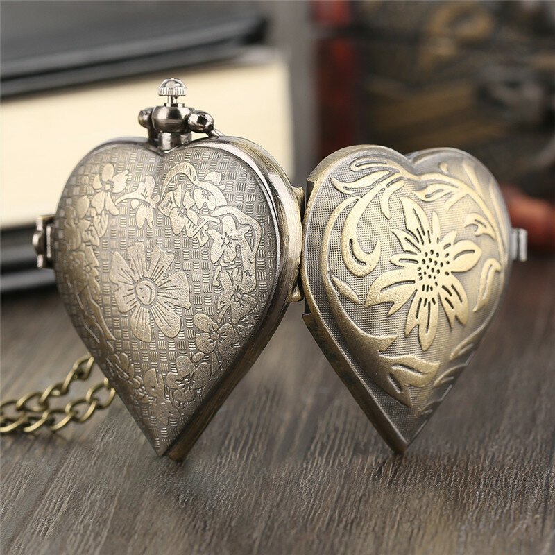 Valentinstag Geschenke für Liebhaber Frau Süße Herz Uhren Anhänger Quarz Taschenuhr Stilvolle Mädchen Frauen Damen Halskette Kette