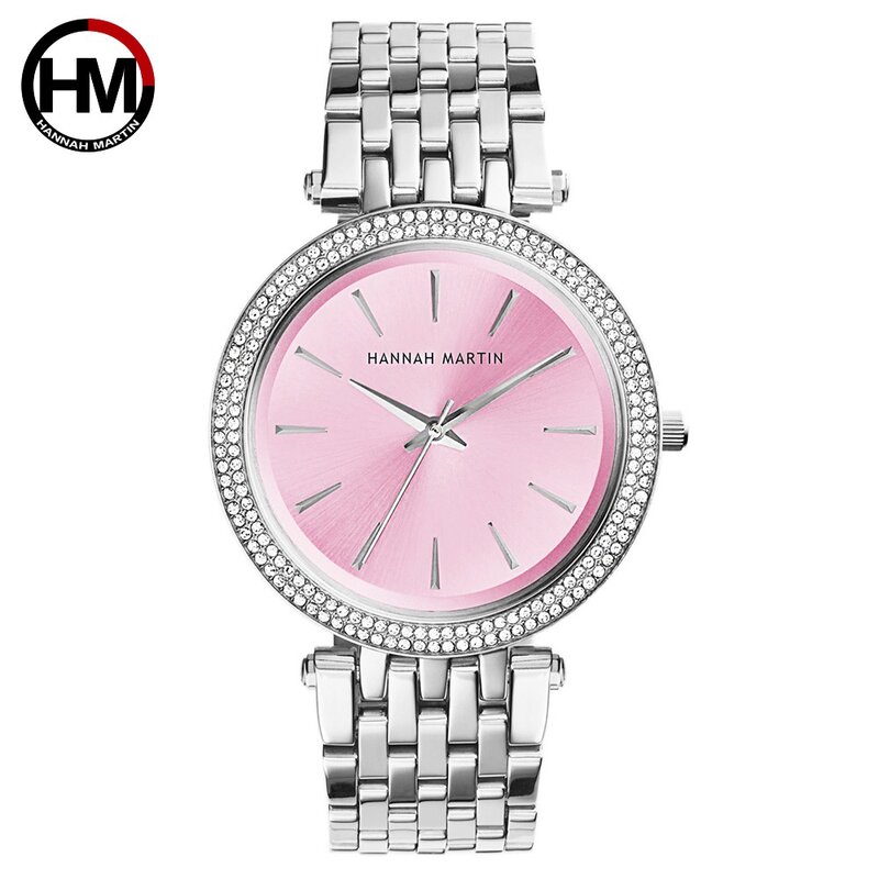 Hannah Martin-reloj de cuarzo Para Mujer, de acero inoxidable, rosa, plateado, moderno, reloj pulsera Para Mujer, 2018