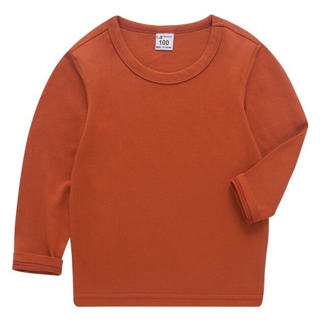 Camisetas de manga larga para niños y niñas, ropa de algodón, colores puros, 7060 05