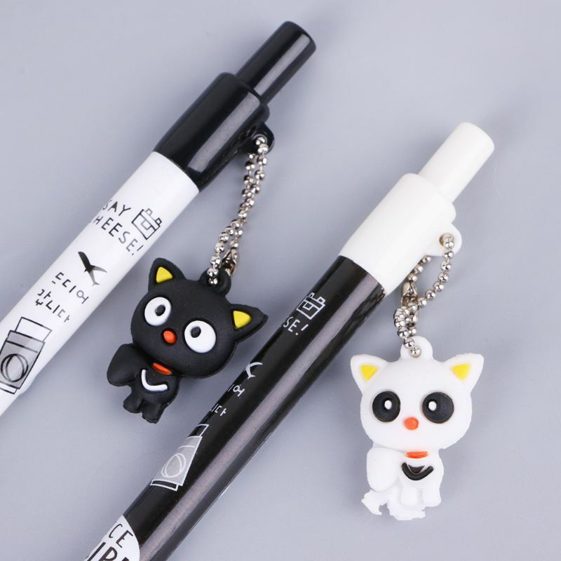 2 قطعة 0.5 مللي متر الكرتون القط قلادة قلم رصاص الميكانيكية البلاستيك التلقائي أقلام القلم