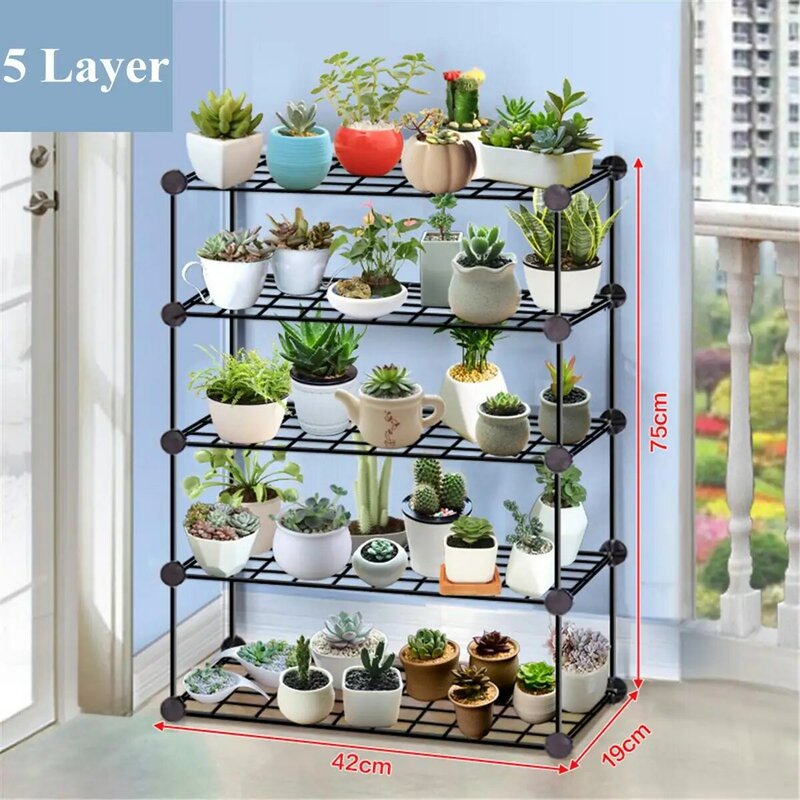 Household Wrought Iron Multi-layer Plant stand Succulent Shelf Rack Balcony Simple Indoor Coffee Bar Garden Flower Pot Shelf
