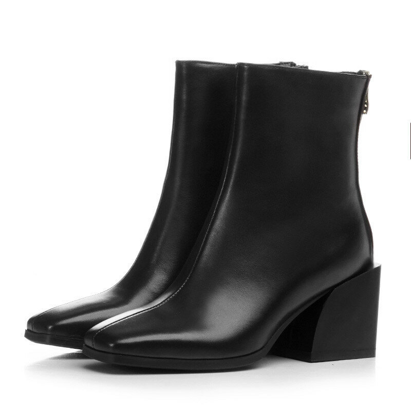 MORAZORA 2020 di alta qualità pieno genuino scarpe di cuoio delle donne della caviglia stivali zip tacchi quadrati Chelsea stivali pattini di vestito da modo donna
