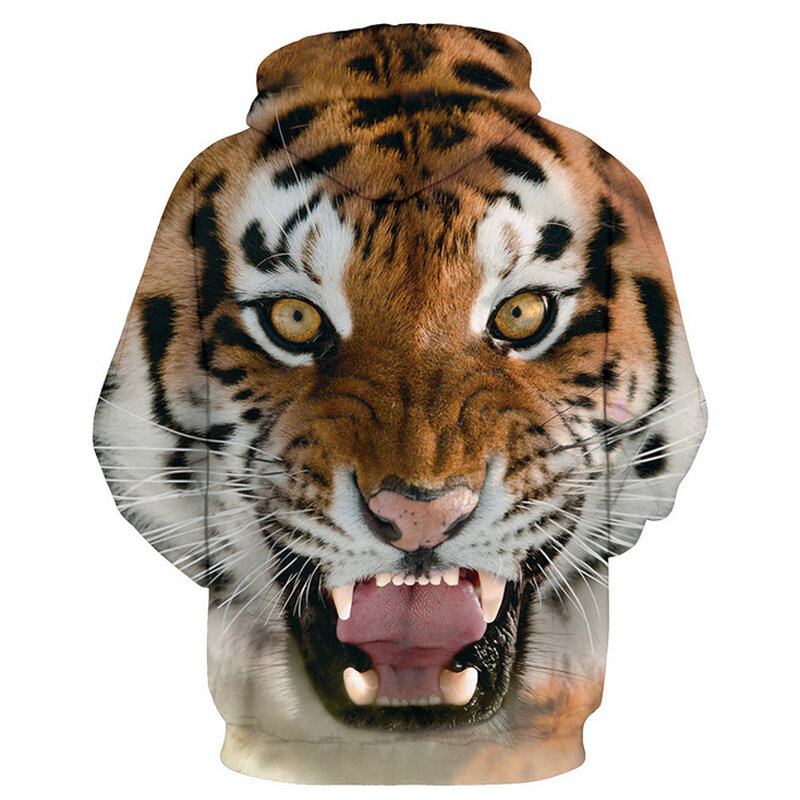 Sudadera con capucha para hombre y mujer, Jersey divertido para hombre, con estampado 3D de Tigre y León, de marca harajuku, de talla grande y S-3XL