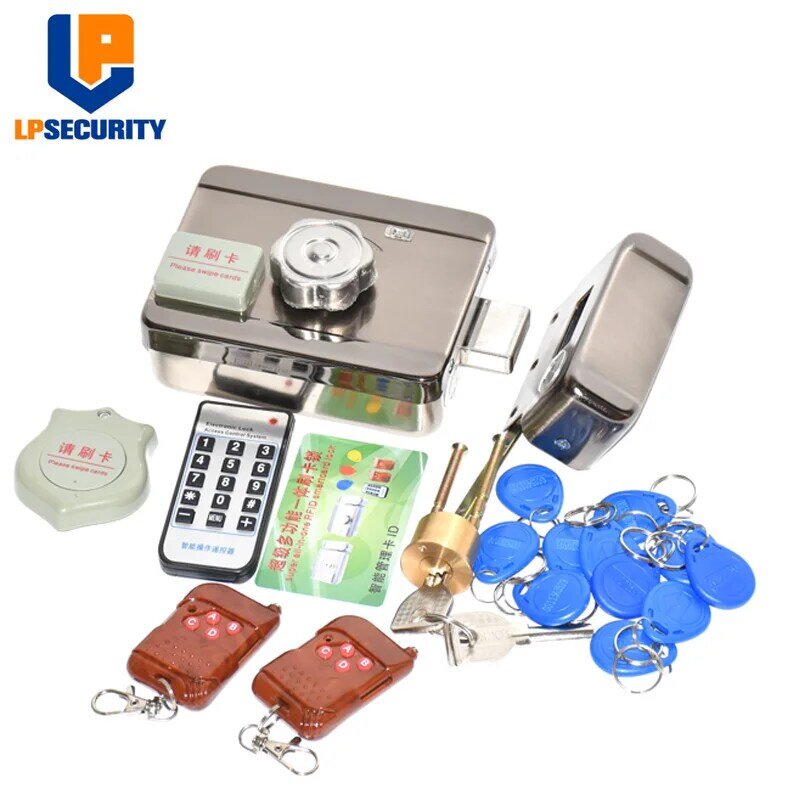 Cerradura electrónica RFID para puerta, sistema de Control de acceso de puerta de inducción magnética, con 15 etiquetas y mandos a distancia