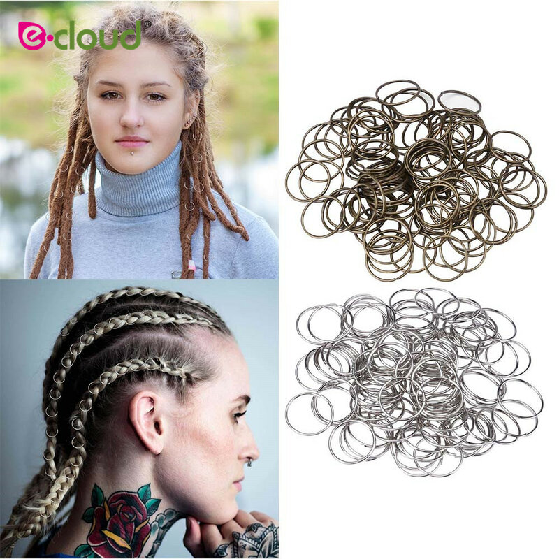 100pcs/lot Dreadlock Beads Deep copper and Silver Color Hair Bead for Dreadlocks Hair Rings Braiding Hole Micro Ring