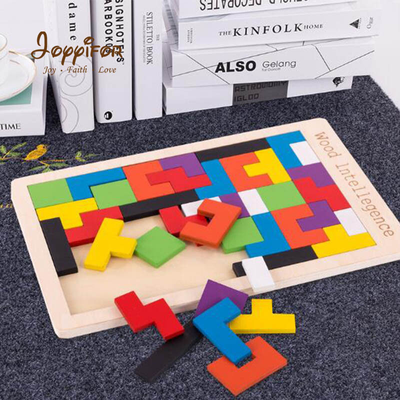 FGHGH-rompecabezas de Tetris de madera para bebé, juguetes de Tangram, deformación colorida, tablero, juguete educativo para niños, regalo de Navidad