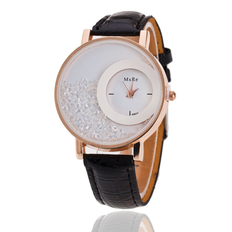 Smartwatch quartzo com pulseira de couro feminino, relógio de pulso