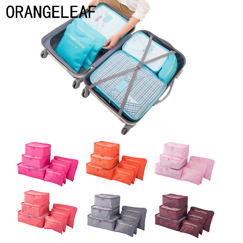NEW 6PCS/Set PackingTravel Organizers Travel Accessories Cloth Travel Mesh Bag Luggage Organizer Packing Cube Organizer Pouch