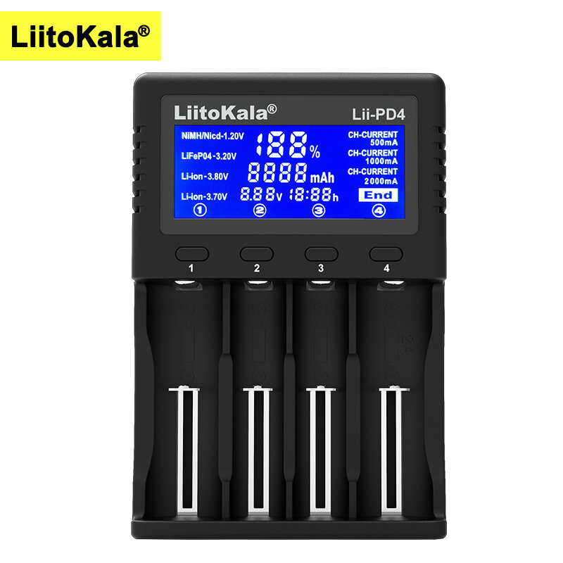 Liitokala lii-400 Lii-S1 Lii-500 Lii 300 Lii-PD4 LCD Battery Charger Ricarica 18650 26650 18500 3.7 V batteria al litio NiMH