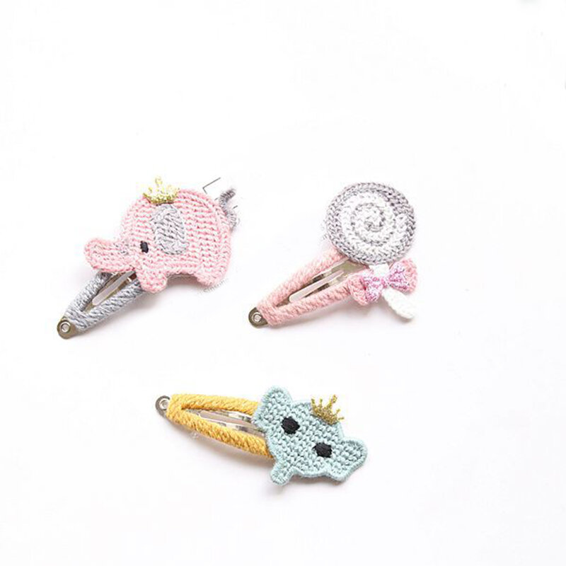 Sale Children Girls Cartoon Bang clip Hair Pins 2PCS/Lot bobby pin Hair Accessories Animals Hair Clip Korean Baby Knitted Kids