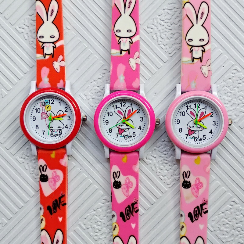 Moda casual das crianças relógios coelho branco crianças relógio meninos meninas presente do bebê crianças relógio de quartzo eletrônico digital