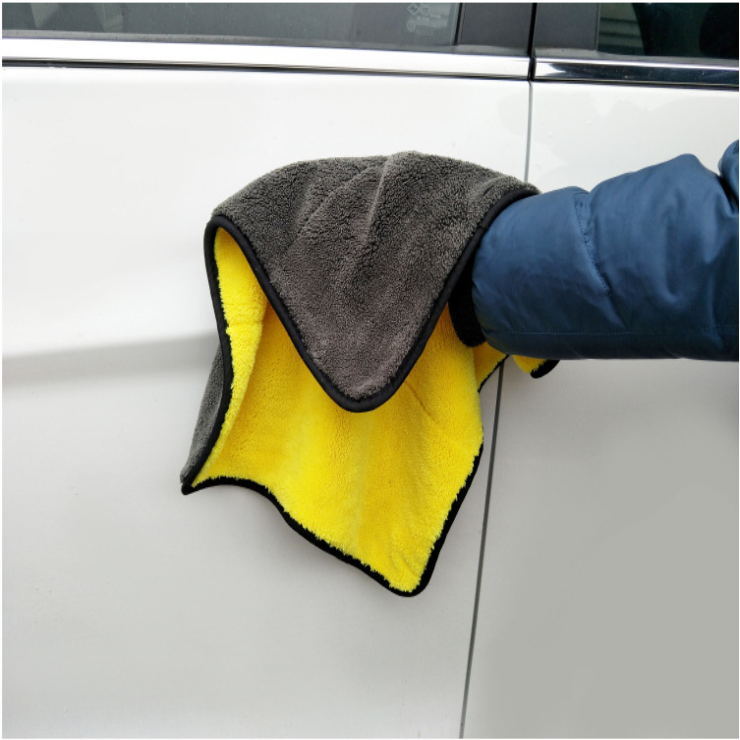 Двухцветное полотенце из микрофибры для автомойки, уход за сушкой, впитывающая ткань 45x38 см
