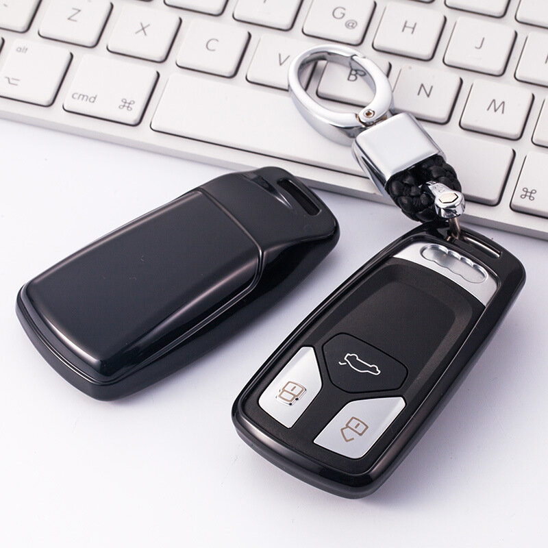 New TPU soft Car Key Cover Case Key Case For AUDI A4 B9 Q5 Q7 TT TTS 8S A4L Q5L 2016 2017 cKey Bag Shell Cover Holder Keyring